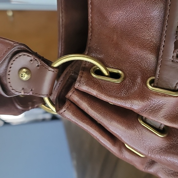 Cole Haan G Series Brown Leather Gold Pocket Shoulder Bag - Picture 2 of 12